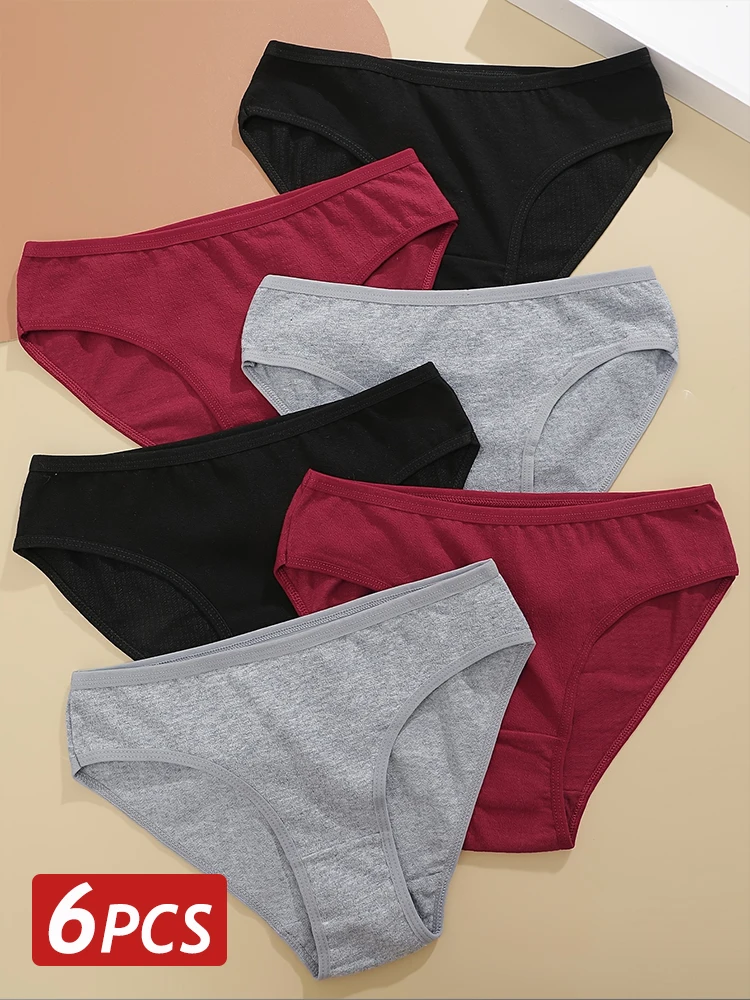 6 Teile/satz Frauen Baumwolle Höschen Low Rise Briefs Jacquard Design Höschen Sexy Weibliche Unterhose Einfarbig Intime Dessous S-XL