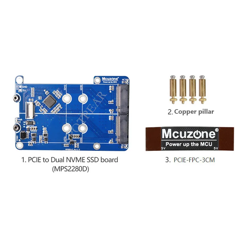 Imagem -03 - Raspberry Pi5 Pcie para M.2 Nvme Placa Adaptadora Ssd Dupla Hat 2280 Suporte a Inicialização do Ssd Nvme Mps2280d