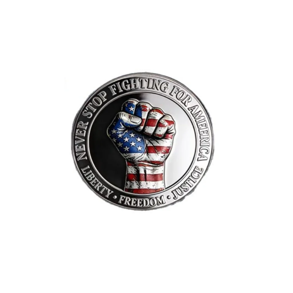 Flat Stainless Steel Glass Brooch Patriotic Element Lapel Pin Fashion Ornament