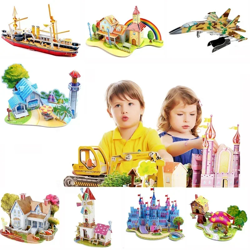 Custom Puzzle Photo Cartoon Castle Princess House 3d Puzzle Jigsaw Learning Educational Toys For Children Personalized Gift Toys