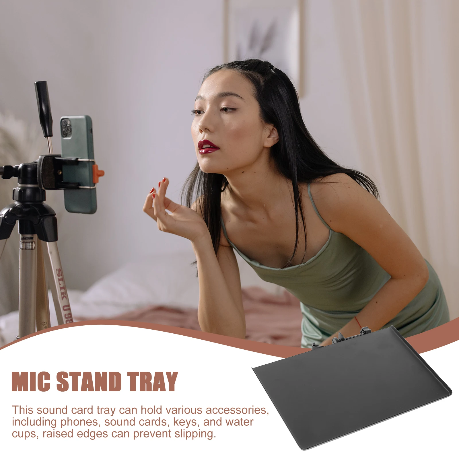 

Sound Card Tray Mic Stand Holder Plastic Universal Clamp On Storage Rack Live Broadcast Accessories Microphone Shelf Durable