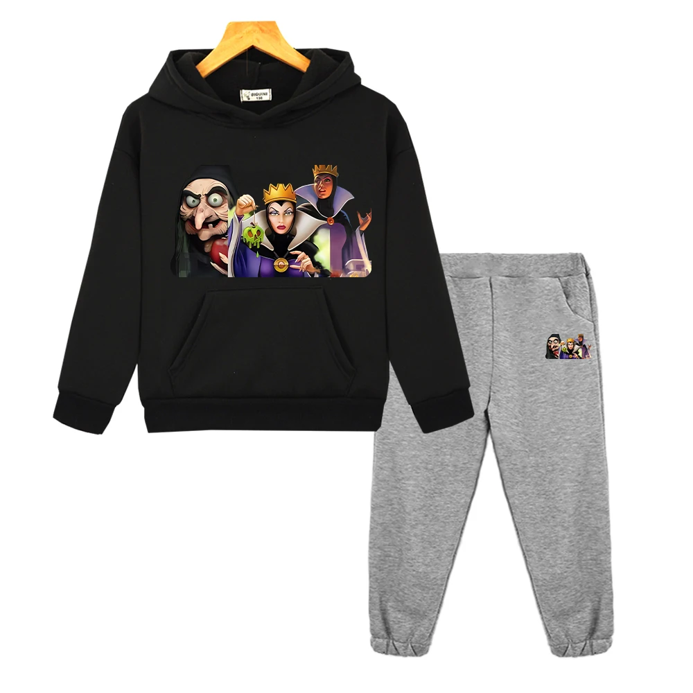 

Evil Queen Mys hoodie Fleece Jacket Sweatshirt Autumn boys girls Hooded Sets Halloween 2pcs pullover+Pant kids boutique clothes