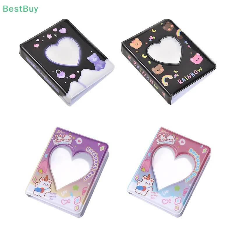 Cute Photo Album 3 Inch Love Heart Hollow Picture Storage Case Kpop Card Binder Name Card Book Photocard Holder 36 Pockets