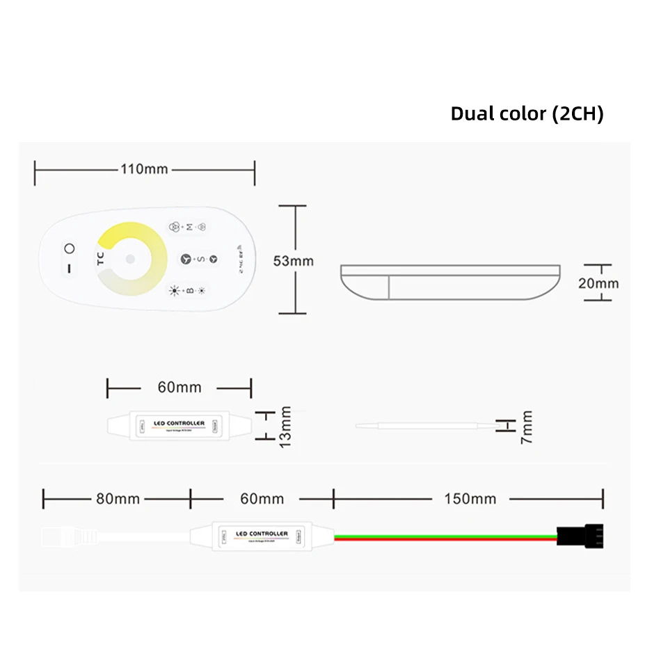 Mini kontroler LED DC 5-24V 6A pojedynczy podwójny kolorowy ściemniacz ct z Rf 2.4G bezprzewodowy pilot w pełni dotykowy dla 5050 2835 diody na