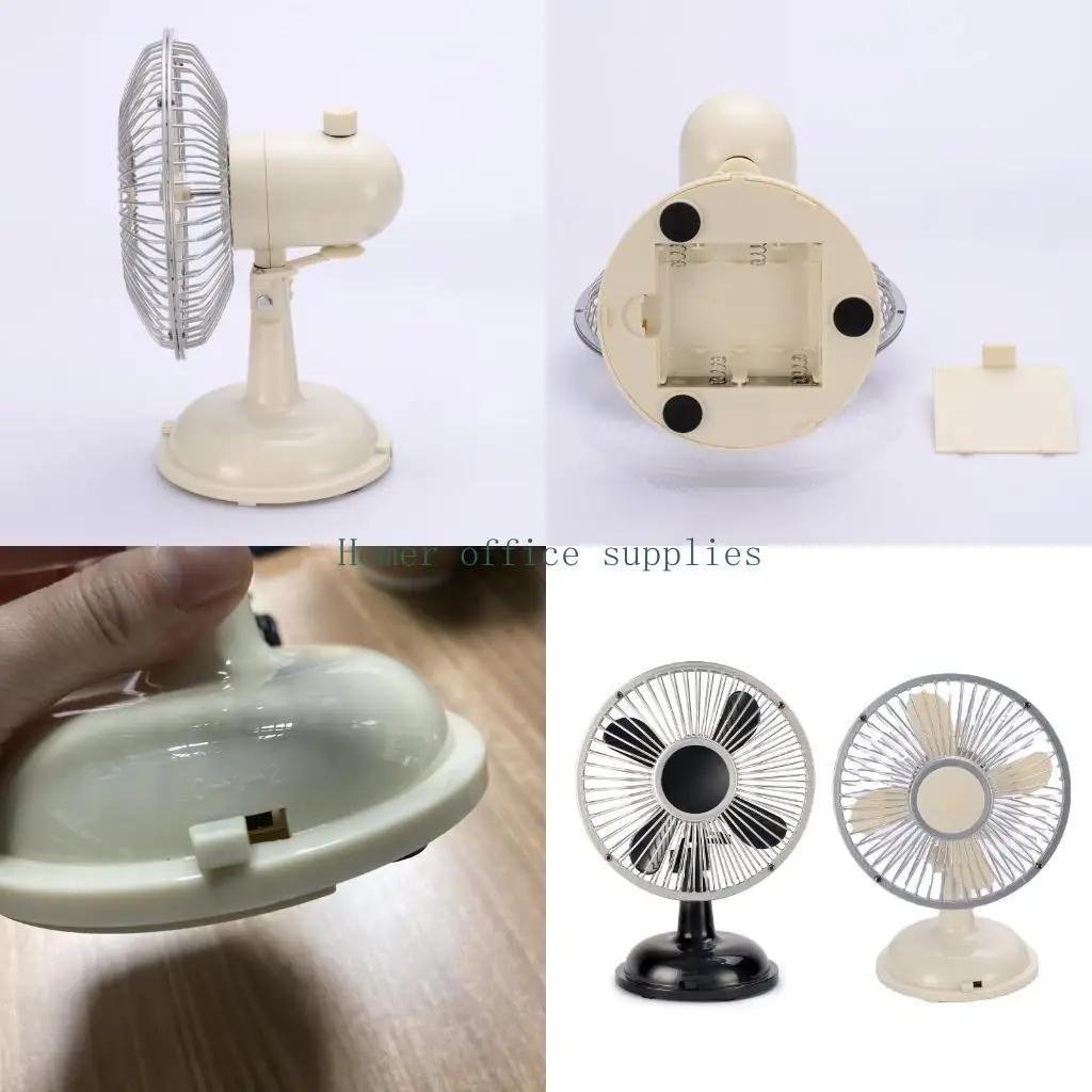 

K43B Летний небольшой осциллирующий вентилятор в стиле ретро, ​​2-скоростной настольный вентилятор с питанием от батареи USB/AA,