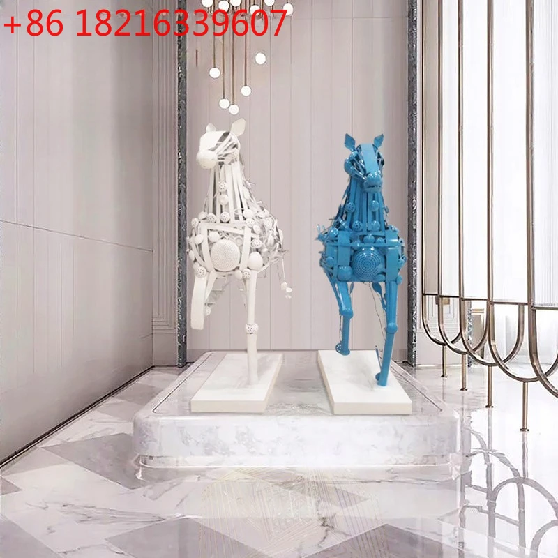 

Floor-to-ceiling ornament hotel outdoor square garden landscape metal wrought iron geometric animal sculpture