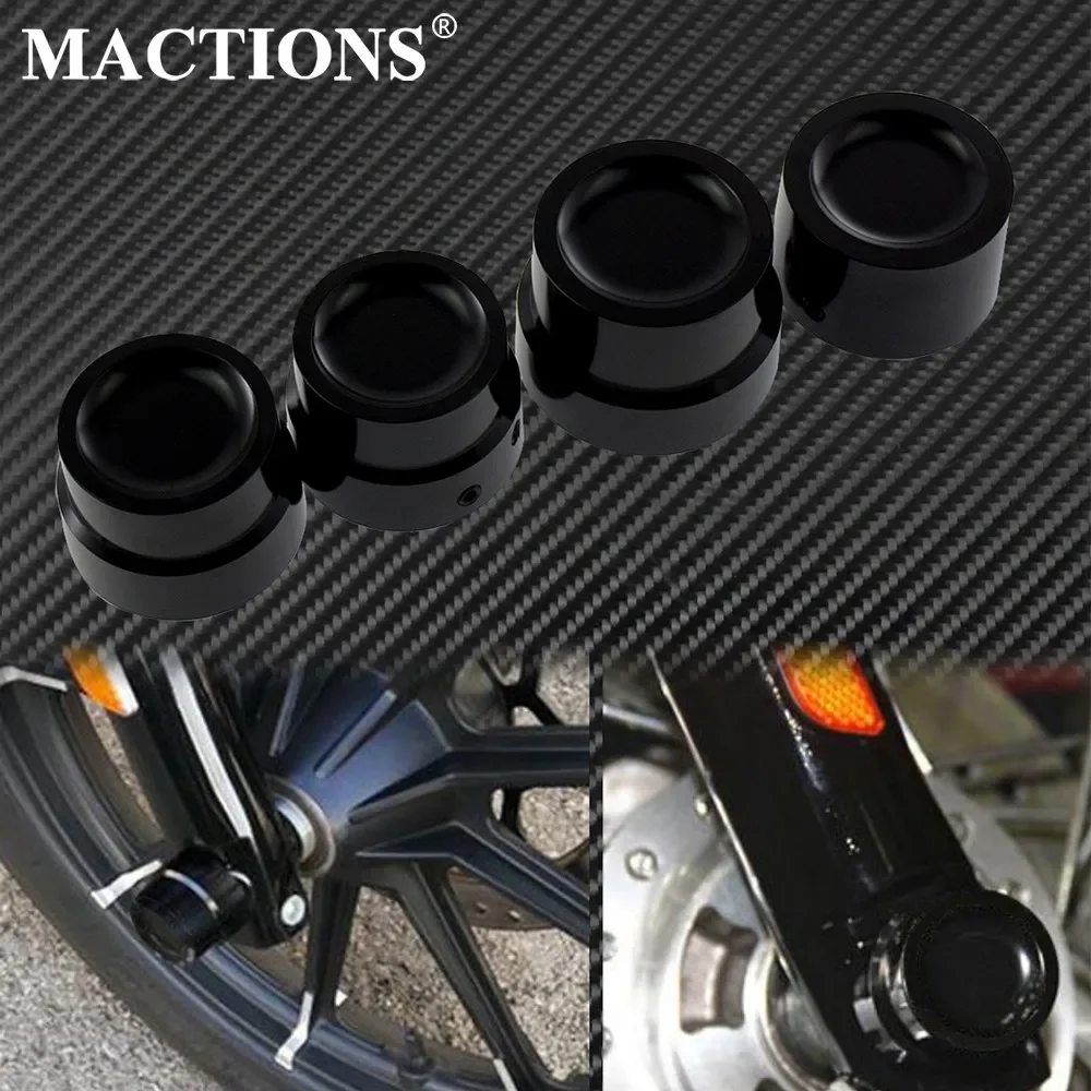 4pcs Motorcycle Front & Rear Axle Nut Covers Caps Black For Harley Sportster XL Dyna Fat Bob FXDF Touring Electra Glide Softail