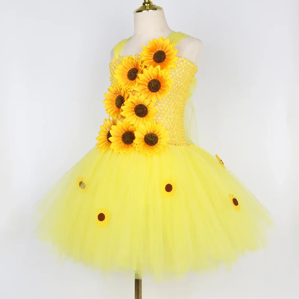 Sunflower Tutu Flower Girl Dresses Fall Autumn Sunflower Fairy Princess Dress For Girls Thanksgiving Sunflower Tutu Flower Girl Dresses Fall Autumn Sunflower Fairy Princess Dress For Girls Thanksgiving