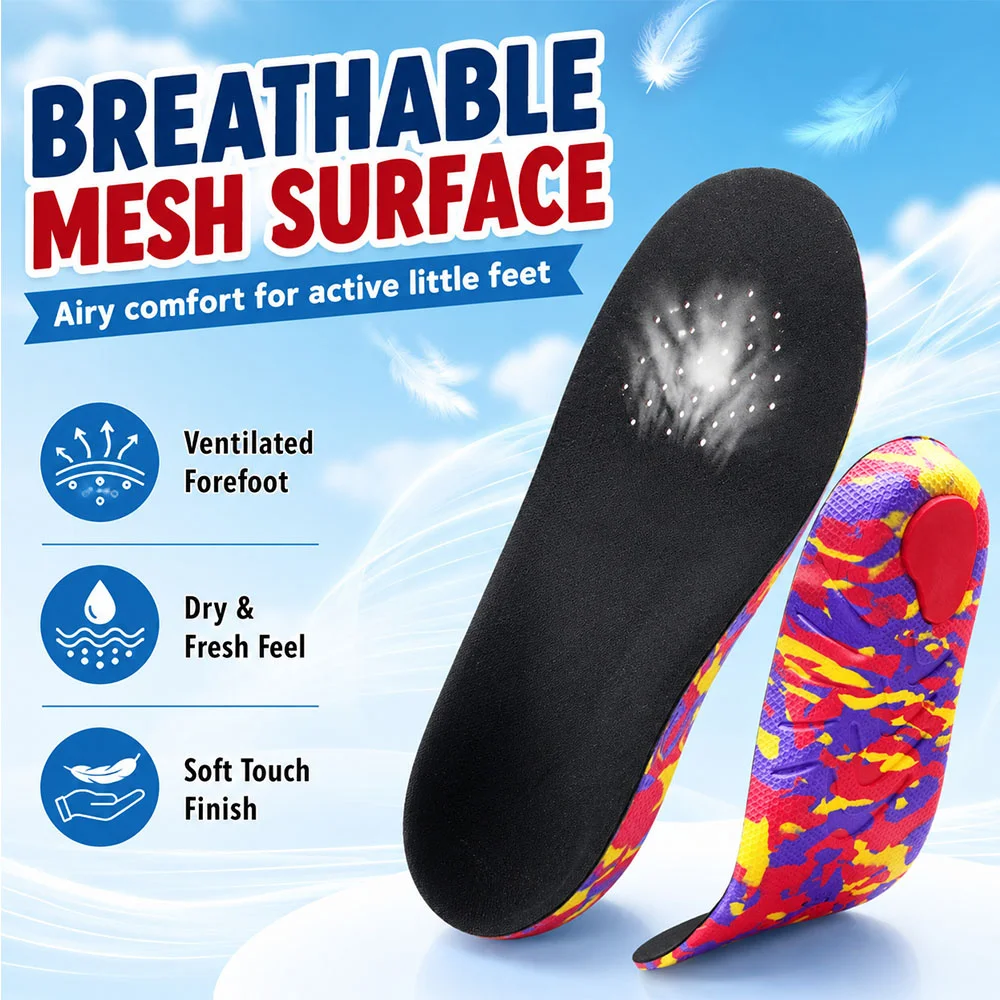 2-4 Pairs CORRECTiON Ultralight Comfortable Template Youth Sport Insoles Arch Support Flat Feet Sneakers Insoles