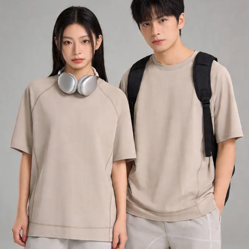 Men Oversize Fashion Loose American Basketball Short Sleeve Round Neck Versatile Trend Couple Outfit Casual T Shirts All-Match