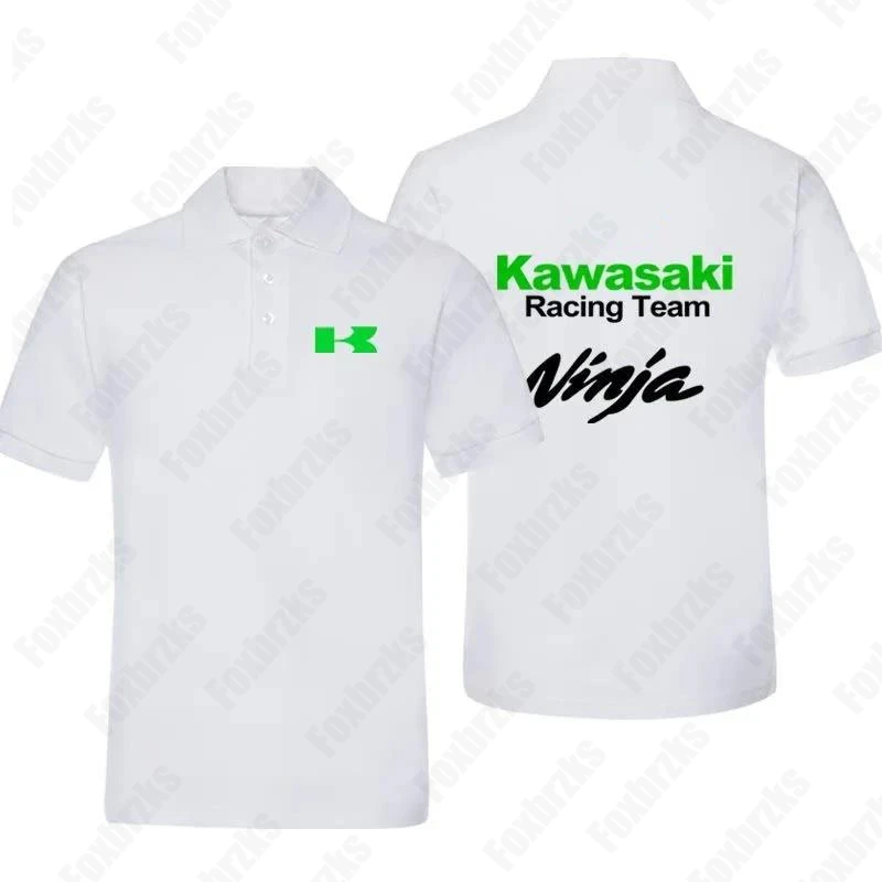 2024 Zomer Nieuwe Mannen Kawasaki Team Motorfiets Poloshirt Trendy Locomotief Jongen Wedstrijd Ridder Kleding Kid/Volwassen Top