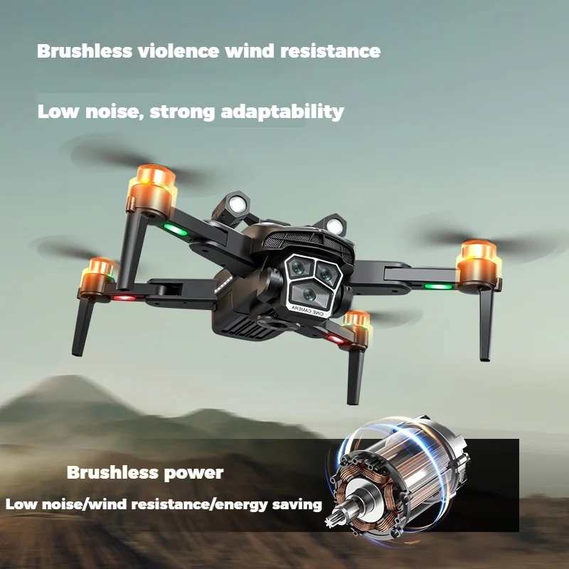 New A168 Brushless Drone Optical Flow 6k/8k Hd Professional Aerial Photography 3 Cameras Quadcopter Remote-Controlled Aircraft