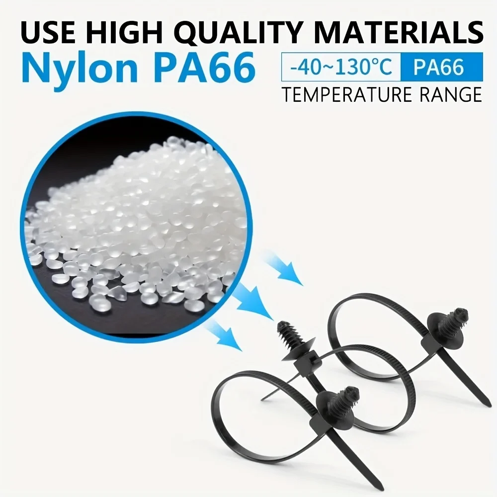 110 قطعة من ربطات كابلات السيارة شديدة التحمل ومقاومة للأشعة فوق البنفسجية مع مشابك قفل أوتوماتيكية - متعددة المقاسات (5.91/9.84/15.75 بوصة)