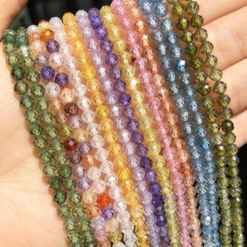 2 3 4 mm facettierte Zirkon-Kubik-Natursteinperlen, runde lose Perlen für die Herstellung von DIY-Armbändern, Halsketten, Schmuckzubehör für Frauen. – Detail 2
