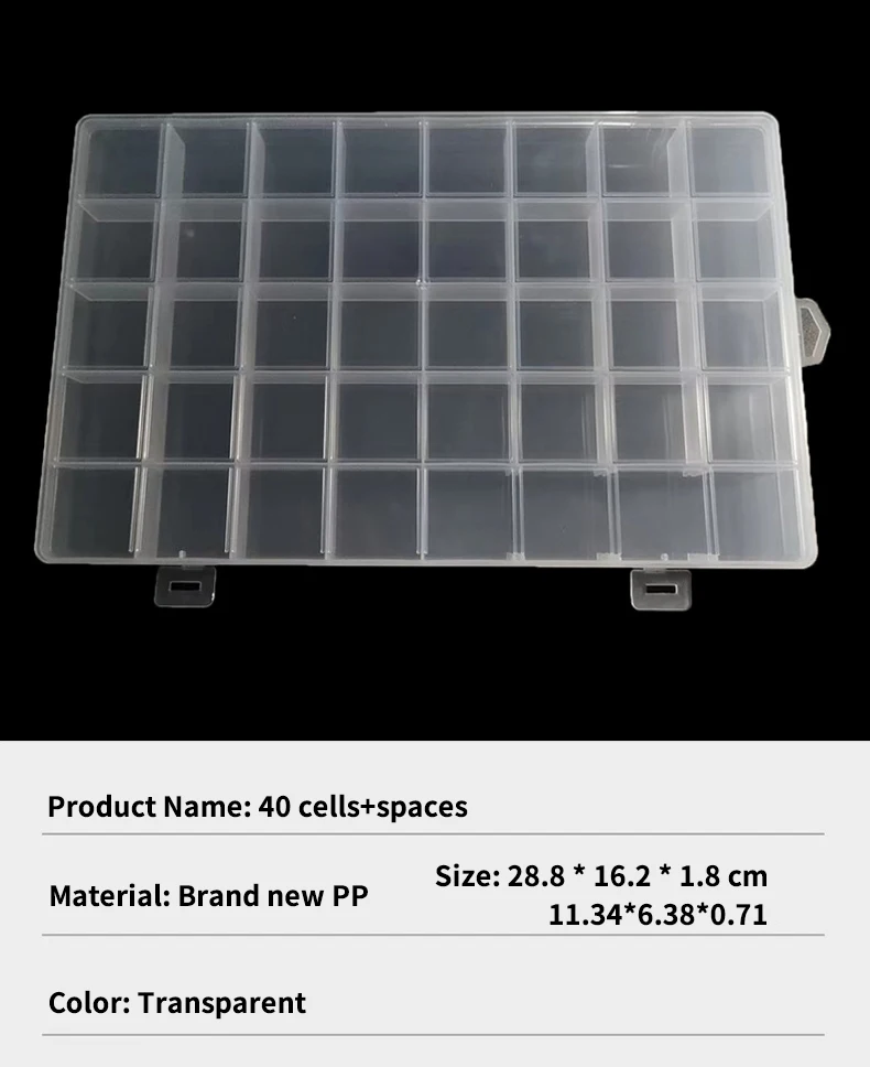 24/40 Management Box With Compartment Dividers, Jewelry Bead Management Box Rock Collection Box Clear Plastic