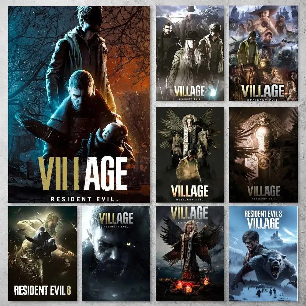 Póster de videojuego Resident-Evil 8 Village, impresión de alta calidad, pegatina artística de pared impermeable para bar y sala de estar