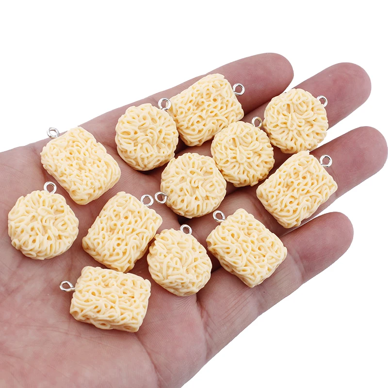 10Pcs Instant Noodles Food Charms Cute Resin Pendant Charms for Earring Bracelet Keychain Diy Kids Women Jewelry Making Supplies