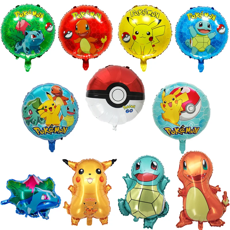 Pokemon Balloon Pikachu Squirtle Pikachu Charmander Human Figure Aluminum Balloon Decoration Supplies Kids Birthday Party Gift