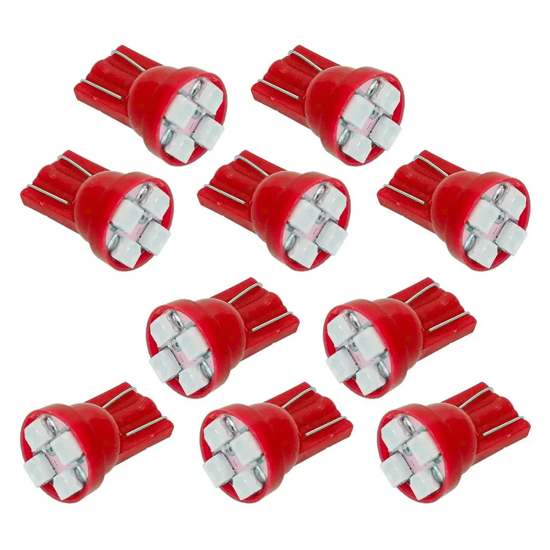

10Pcs Red 4 SMD T10 Wedge LED Interior Dome Instrument Dashboard Dash Gauge Cluster Panel Trunk Brake Indicator Light Lamp Bulb