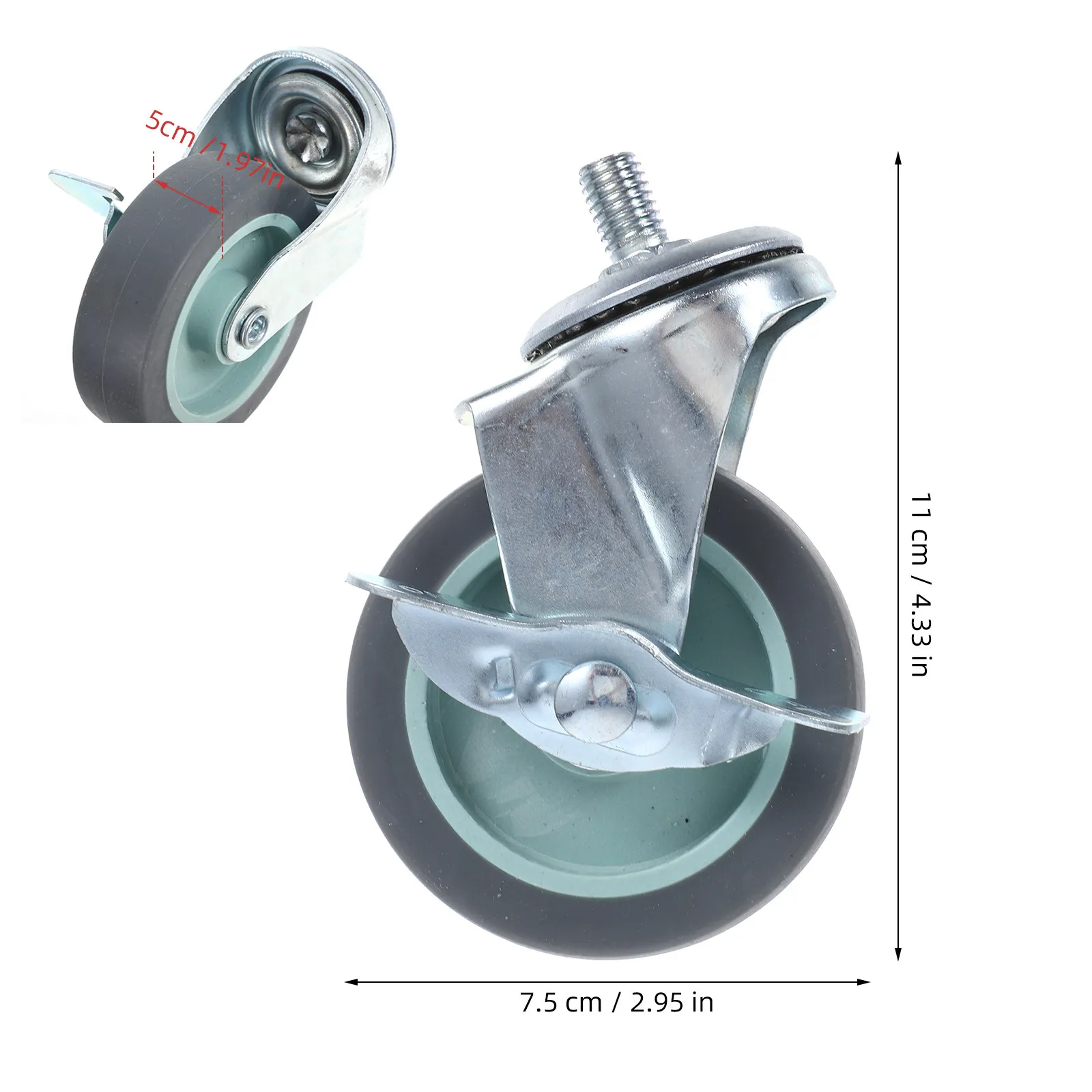 Heavy Duty Stem Casters 4 Pack Stainless Steel Swivel TPR Wheels Quiet Smooth for Office Home Furniture