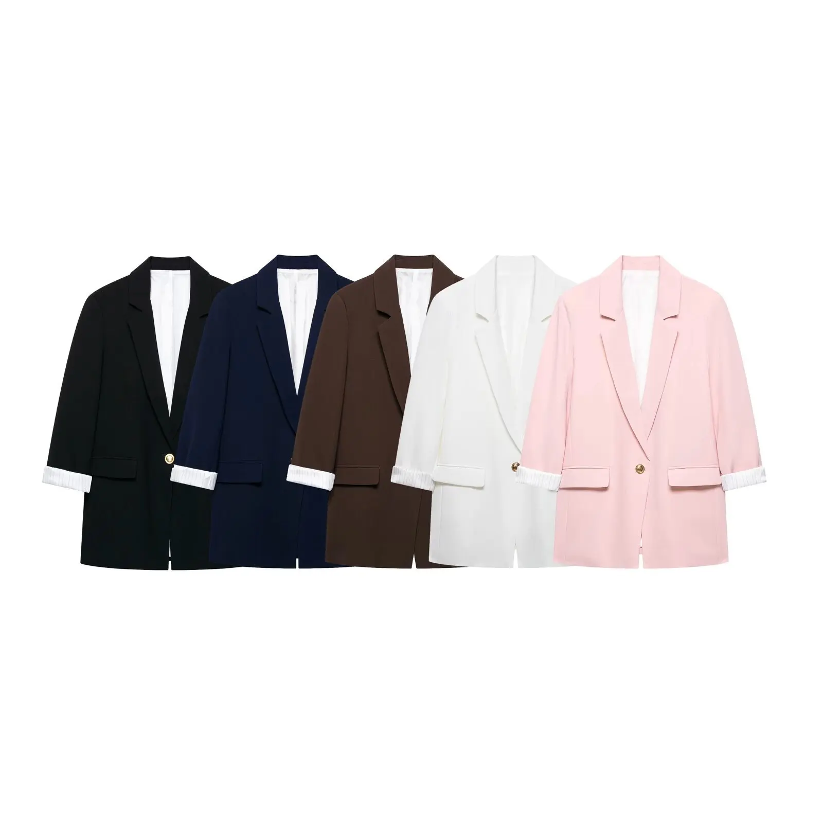 

Withered Spring/summer New Commuter Style Flip Collar Curled Edge Long Sleeve With Shoulder Pads Printed Suit Coat