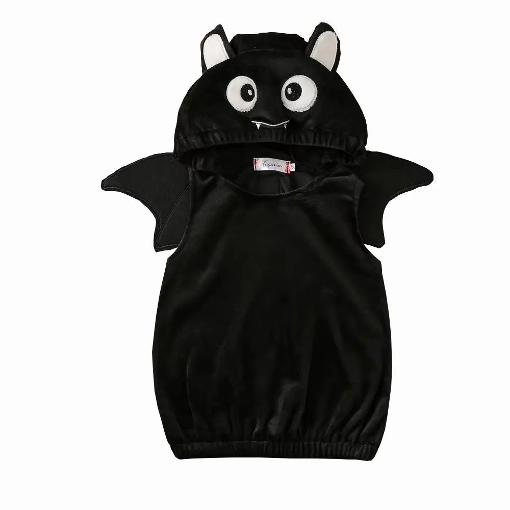 Umorden Infant Baby Boys Girls Halloween Bat Costume Romper Bodysuit Wings Hat 3pcs Set Fleece Devil Vampire Costumes view 6