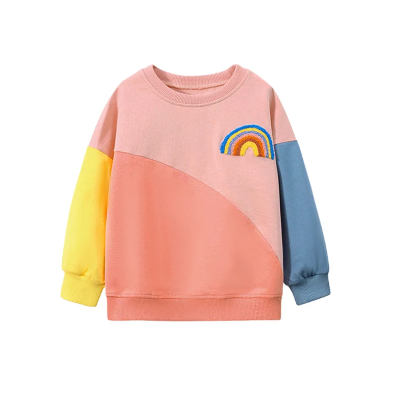 

Rainbow 2-7T Autumn Spring Fashion Girls Sweatshirts Long Sleeve Toddler Kids Clothing Sport Baby Hooded Shirts Clothes Shirts