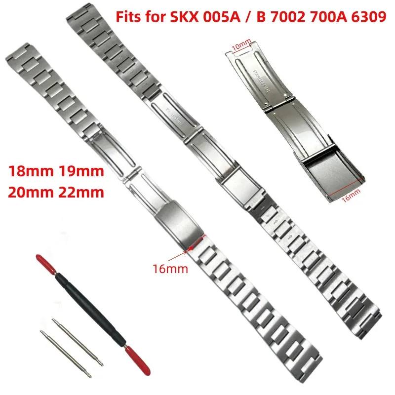 

Ремешок для часов H Links из нержавеющей стали, серебристый, с прямым концом, 18 мм, 19 мм, 20 мм, 22 мм, подходит для SKX 005A B 7002 700A 6309