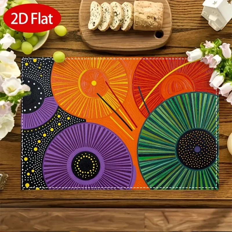 Color Block Sun Art Placemats,Heat Resistant Pad,Decor Mats for Farmhouse Table,Open Kitchen Counter