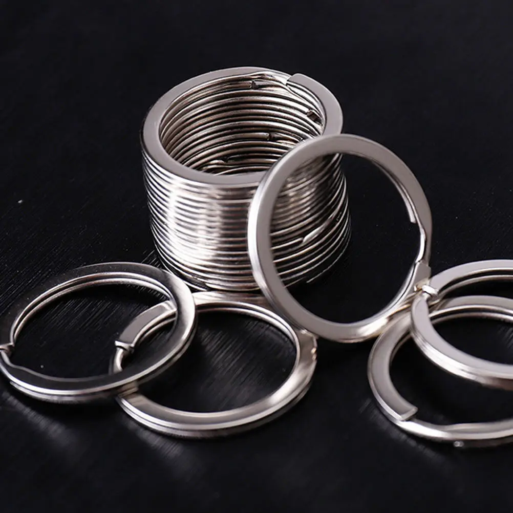 100pcs Iron Round Key Rings with Flat Secure Closure for DIY Jewelry Making and Crafts