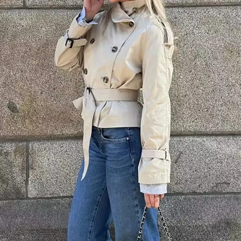 

Women's Trench Coat 2025 New Fashion Autumn and Winter Short Trench Coat for Women Casual Chic Ladies Coat