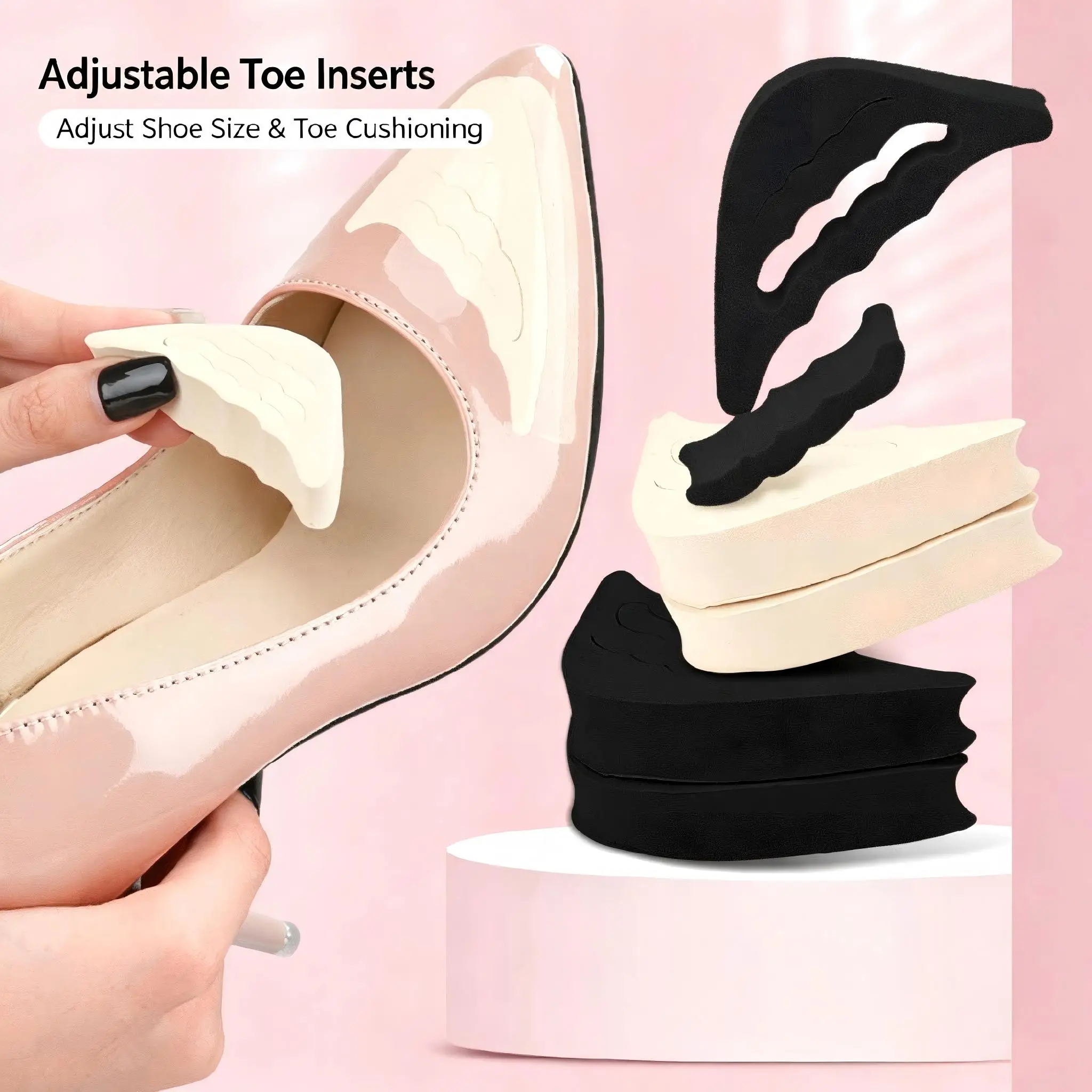 3 PCS Adjustable Toe Inserts Shoe Filler Inserts Soft EVA Forefoot Cushion Pads Anti-slip Toe Plug Prevent Feet Foot Care Insole