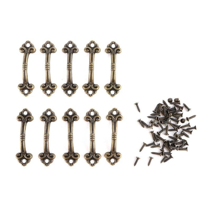 

652F 10 Pcs Zinc Alloy Cabinet Knob Drawer Pulls Vintage Furniture Decor Handle for Cupboard Wardrobe Not Easy to Rust Fade