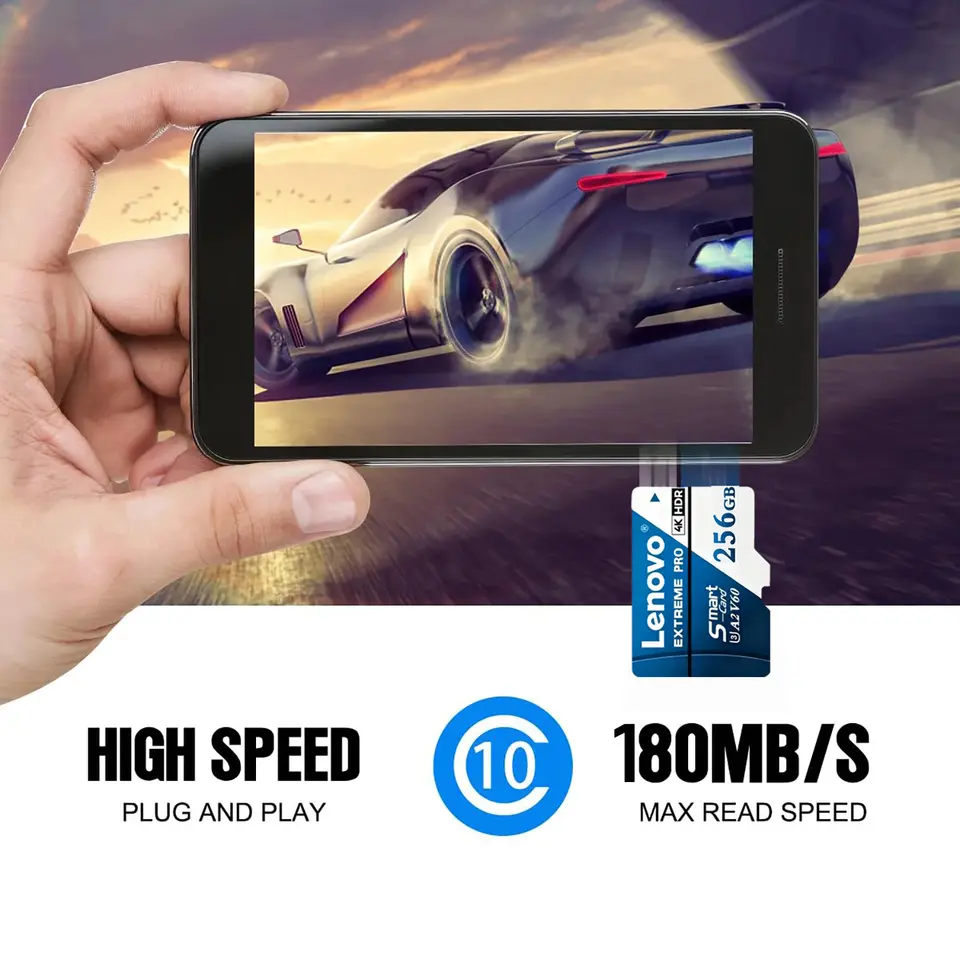 بطاقة ذاكرة مايكرو إس دي برو إكستريم من لينوفو 1 تيرا بايت، سرعة عالية U3 V60، بطاقة ذاكرة 4K Full HD بسعات 128GB و256GB و512GB، بطاقات TF فلاش للهواتف والطائرات بدون طيار - 6