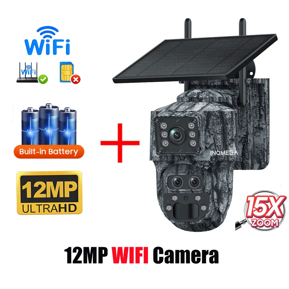 INQMEGA 5MP 4MP WIFI Drahtlose PTZ Solar Kamera 4G SIM Mit Solar Panel Zwei-wege Audio Sicherheit Schutz CCTV Kamera Batterie Cam