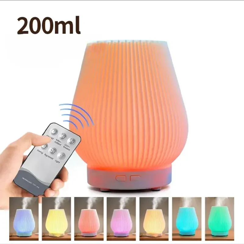 アロマディフューザー加湿器噴霧器ポータブル家電 200 ミリリットル電気加湿器デスクトップホームフレグランス香水 LED 炎