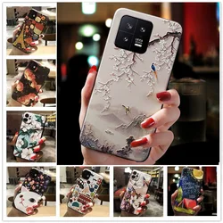 3D Relief Phone Case For Xiaomi 13 Pro 5G Case Floral Silicon Cover For Xiaomi mi 13 Pro Case mi13Pro 13 Pro Fundas Coque