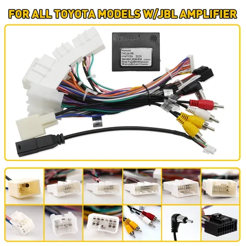For Toyota AMP Car Stereo Radio Power Harness Cable Wire Adapter Kit JBL AMP Car Android Player Radio Adapter Power Connector
