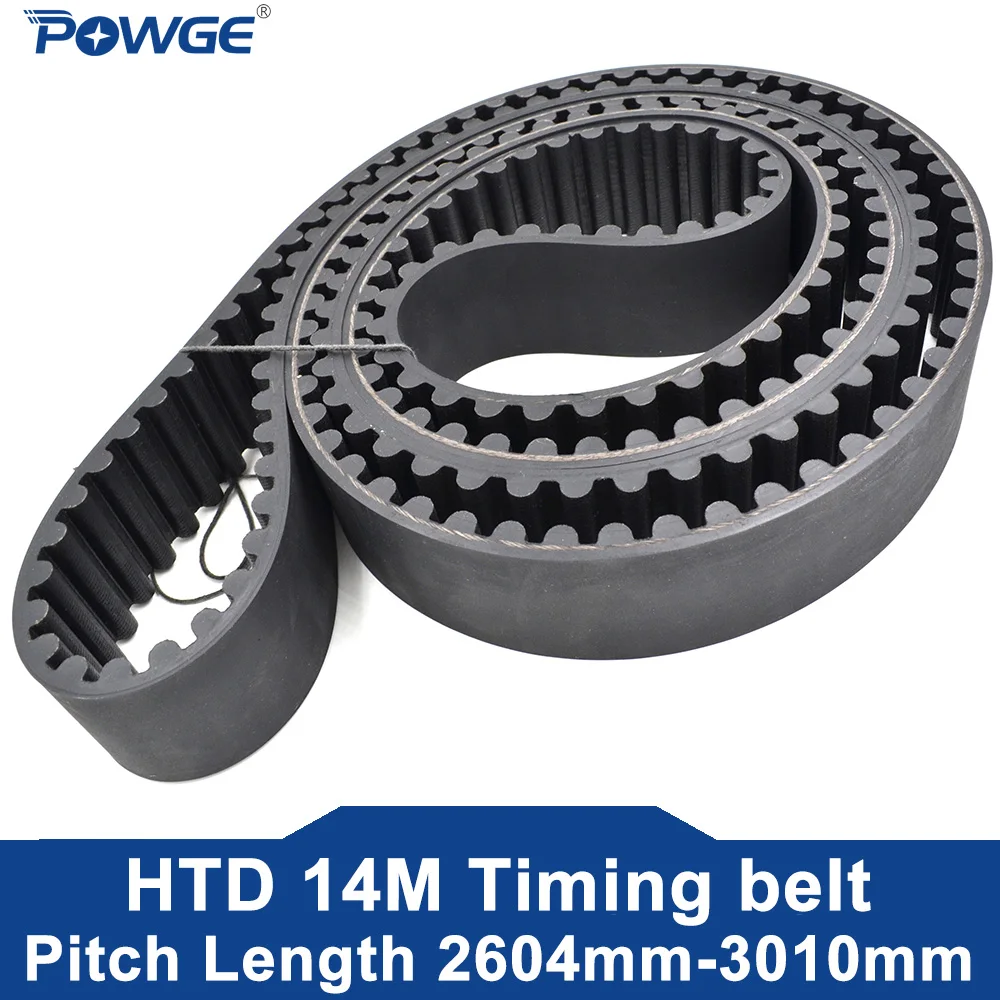 POWGE HTD 14M Timing Belt Lp=2604 2632 2660 2688 2702 2716 2730 2758 2800 2856 2912 2926 2940 2968 3010 Width 20-125mm Rubber