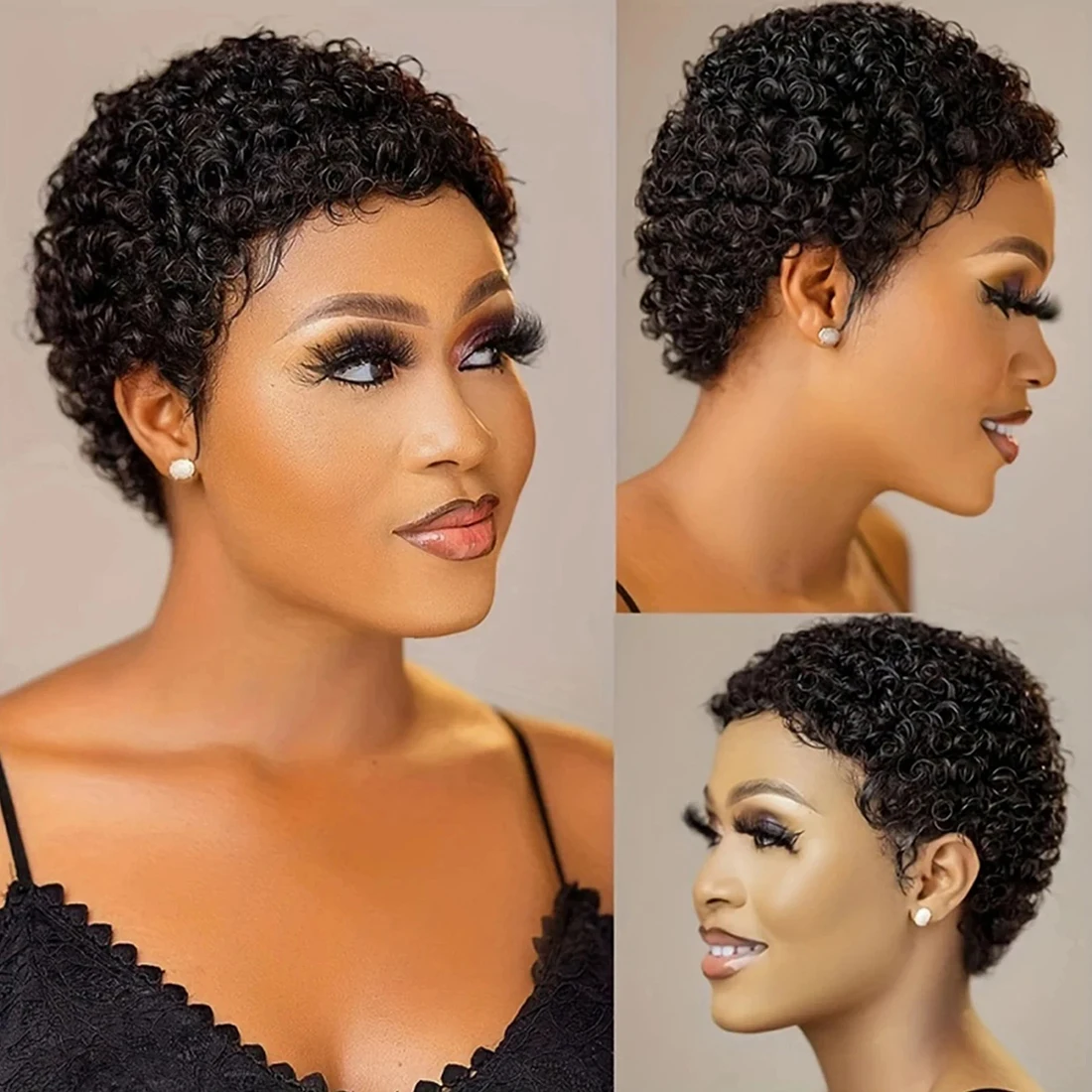 Short Kinky curly hair wig human hair fully machine made real hair wig Brazilian hair suitable for women #27 #30 #99J #1B  ﻿