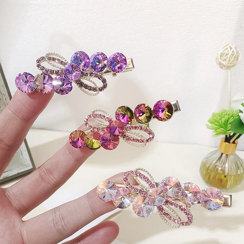 Y2k Trendy Elegant Luxury Crystal Hair Clips Hair Accessories For Women Hairpin Korean Style Alloy Rhinestone Duckbill Clips