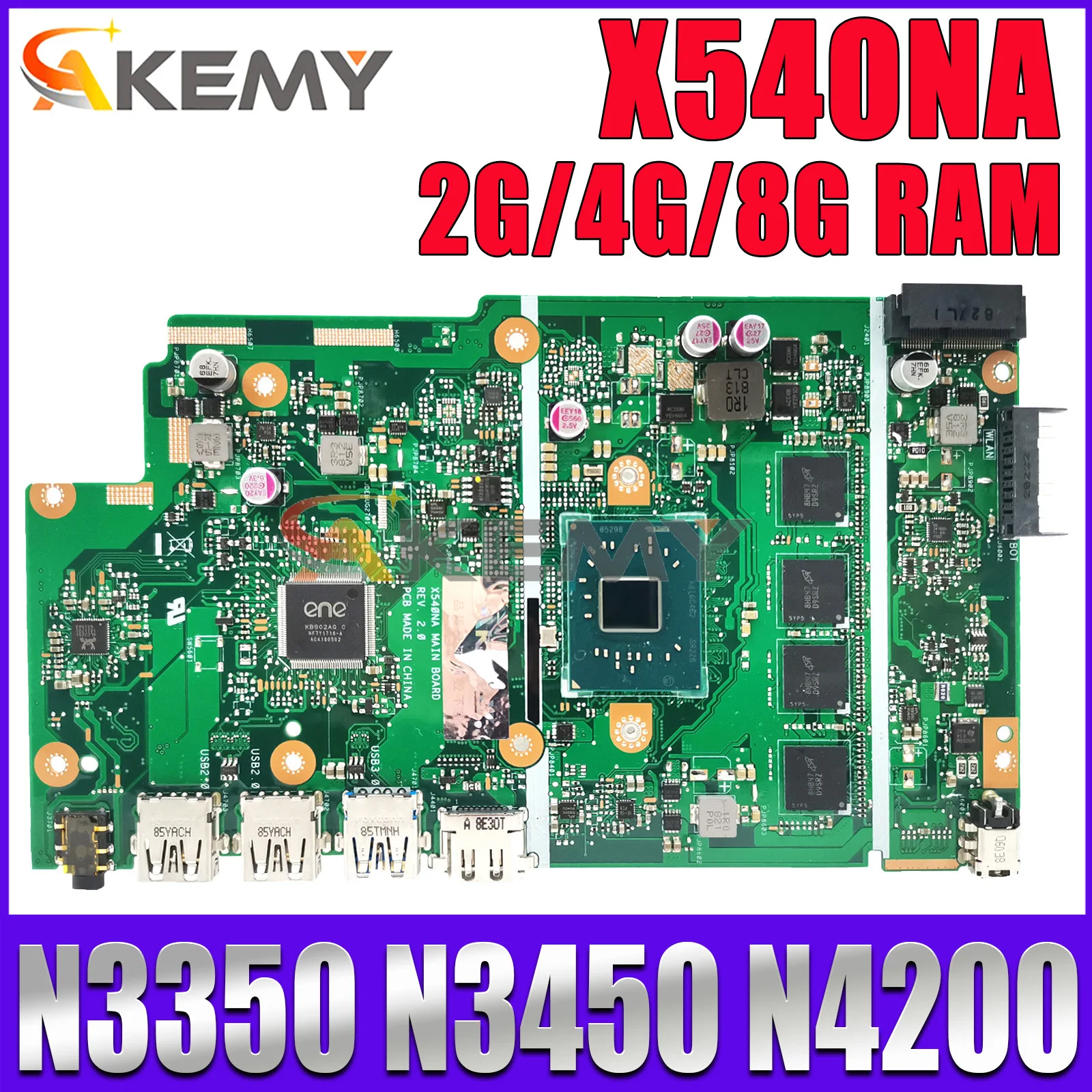 

X540NA Mainboard For Asus X540N X540NA R540N D540NA X540MA Laptop Motherboard With N3350 N3450 N4200 CPU 4G/8G RAM