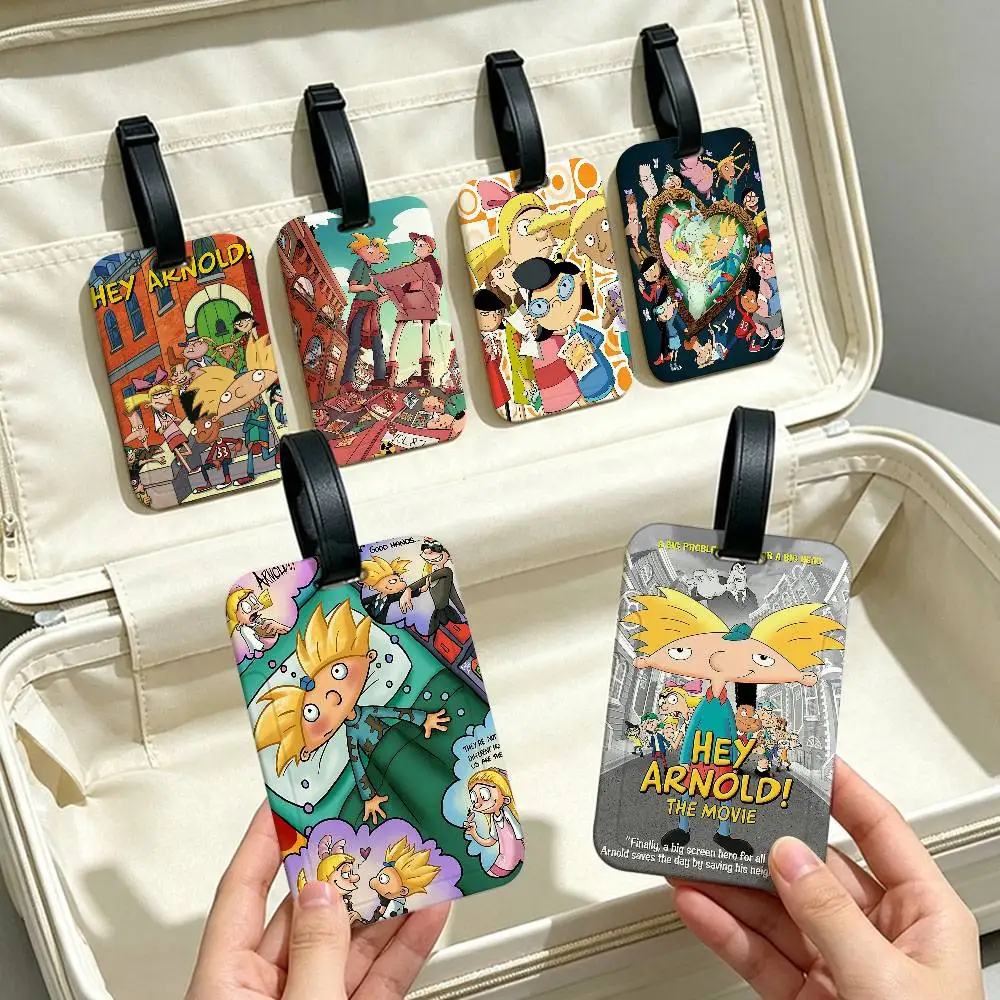 Cartoon Hey A-Arnold Cool Waterproof PVC Baggage Tag With Info Card Anti lost Identification Tag For Luggage School Backpack