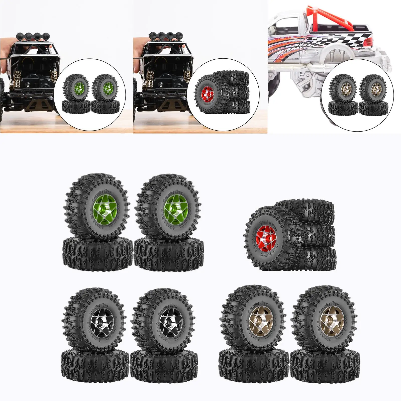 

4x118 1:24 RC автомобильные шины набор колес для SCX24 FMS Fcx24 RC Hobby Car