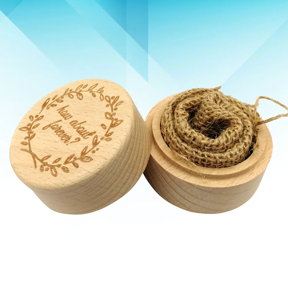 

Винтажная деревенская деревянная круглая коробка для колец, держатель для обручальных колец, романтическая крышка с милыми словами, легкая коробка для хранения колец