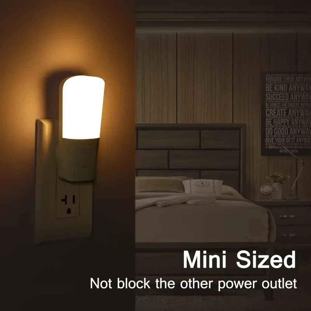 Melery Night Light Bulbs EU Plug 0.5W Low Power Sensor Control RGB Plug-in Color Changing Susk To Dawn Home Office Lamp Creative