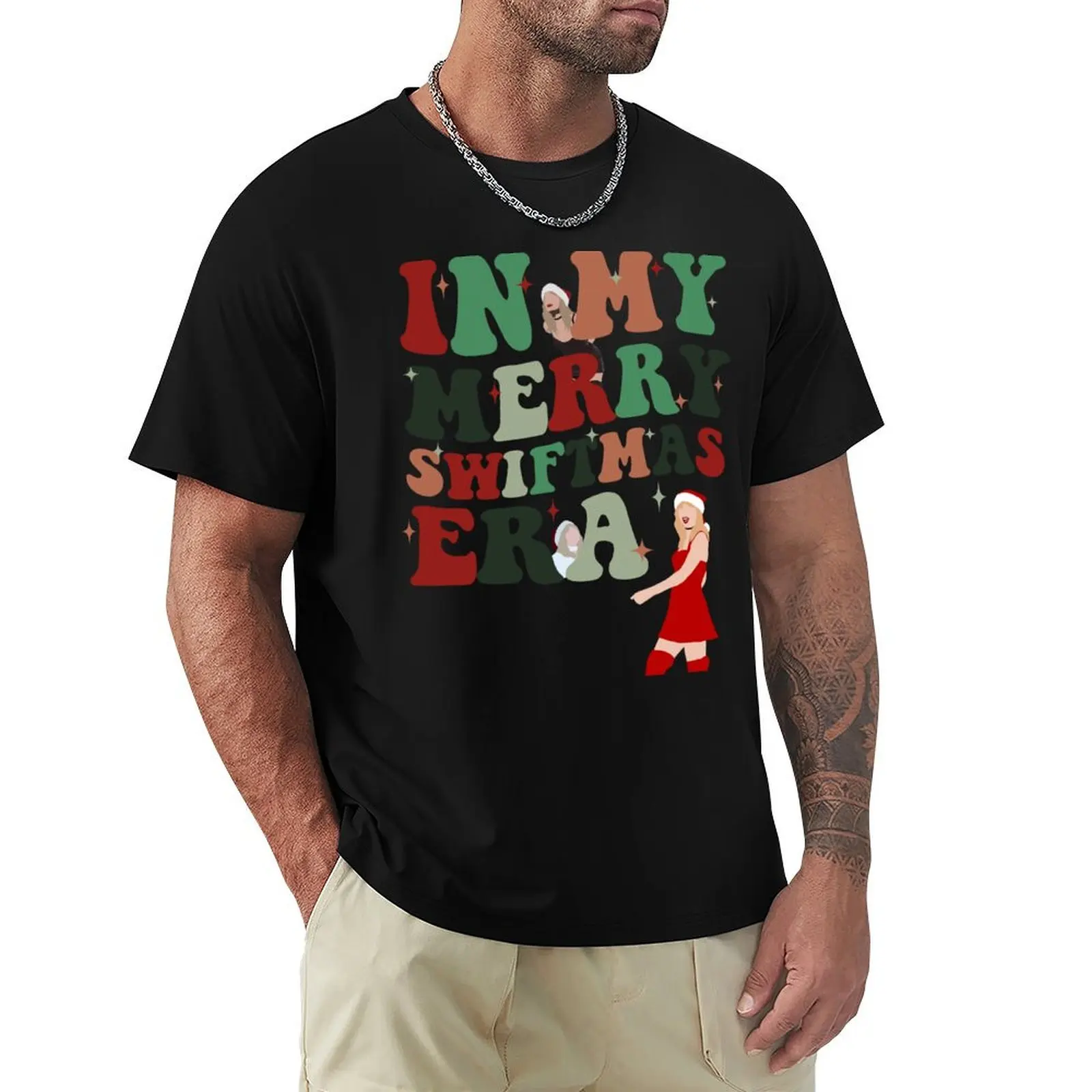 In My Merry Swiftmas Era Shirt, Swiftmas Shirts T-Shirt Novelty Print Casual Tee Shirt