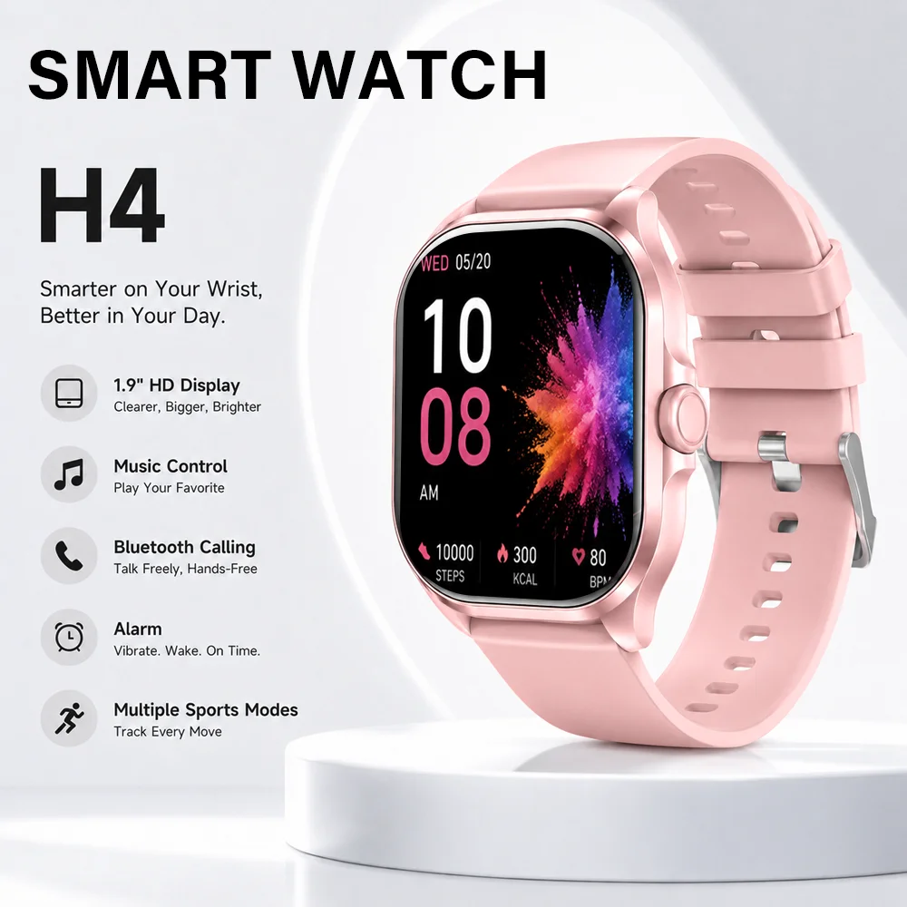 2026 New Smart Watch 1.9 HD Screen Bluetooth Calling Fitness Tracker Heart Rate Multi Sport Alarm IOS Android