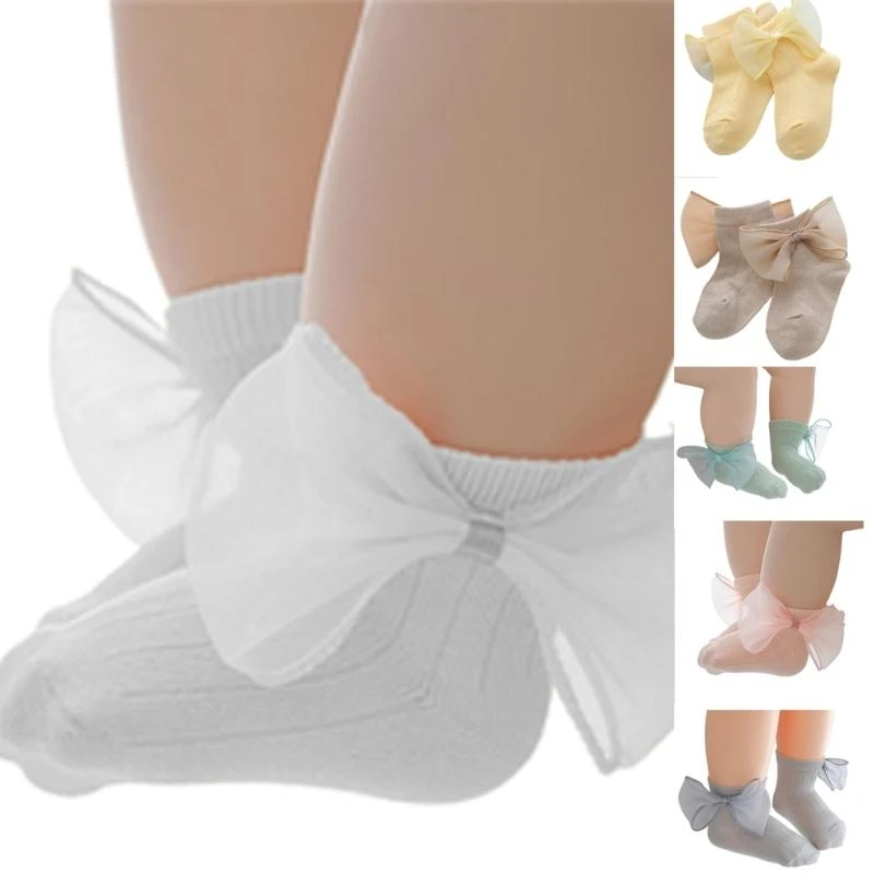 

Lace Bowknot Baby Socks for 0-2Age Newborn Warm Socks Boy Girl Unisex Antislip Socks Cotton Ankle Socks for Infants G2TD