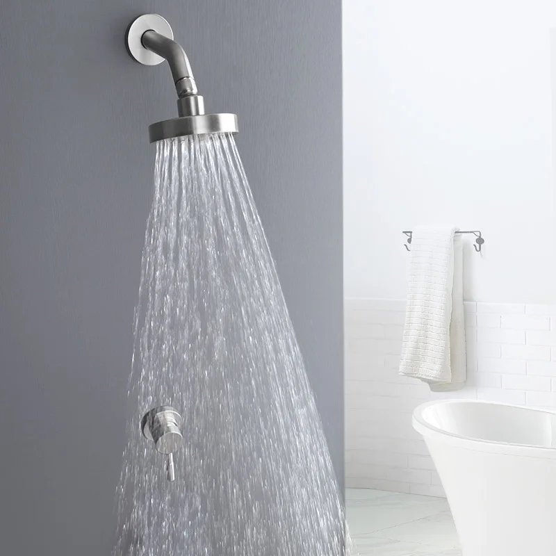 Brushed Gold Rose Gold Bathroom Faucet Shower Faucet Wall Mounted 4 Inch High Pressure Rainfall Mixer Shower Head Shower Set